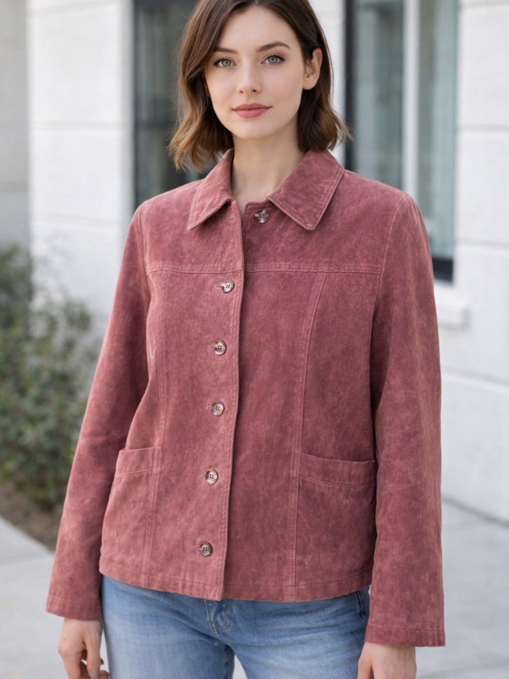 Vintage Suede Blazer in Rich Burgundy